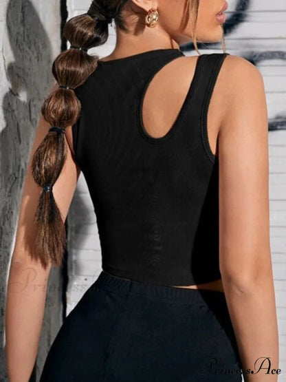 Ribbed Out for Solid Color Cut Top Tank Women
