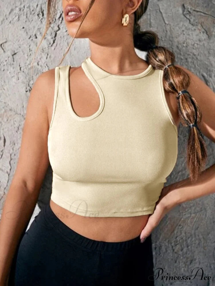 Ribbed Out for Solid Color Cut Top Tank Women