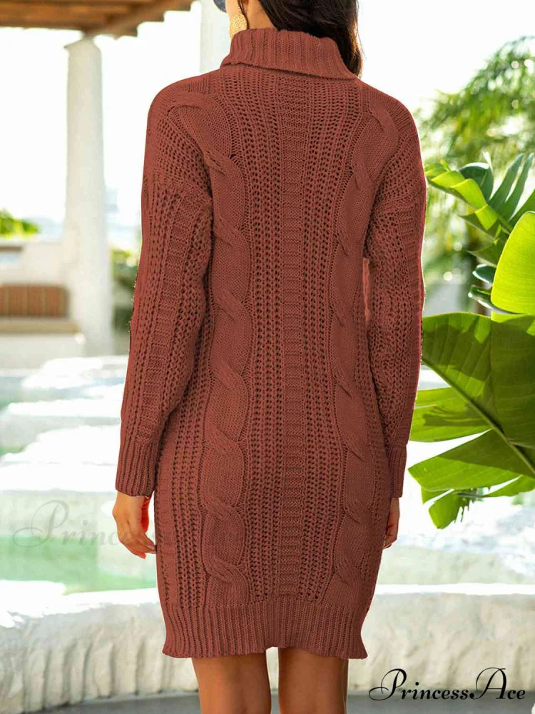 Ribbed Turtleneck Sweater Dress