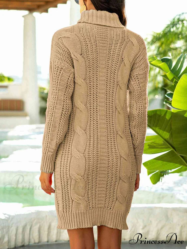 Ribbed Turtleneck Sweater Dress