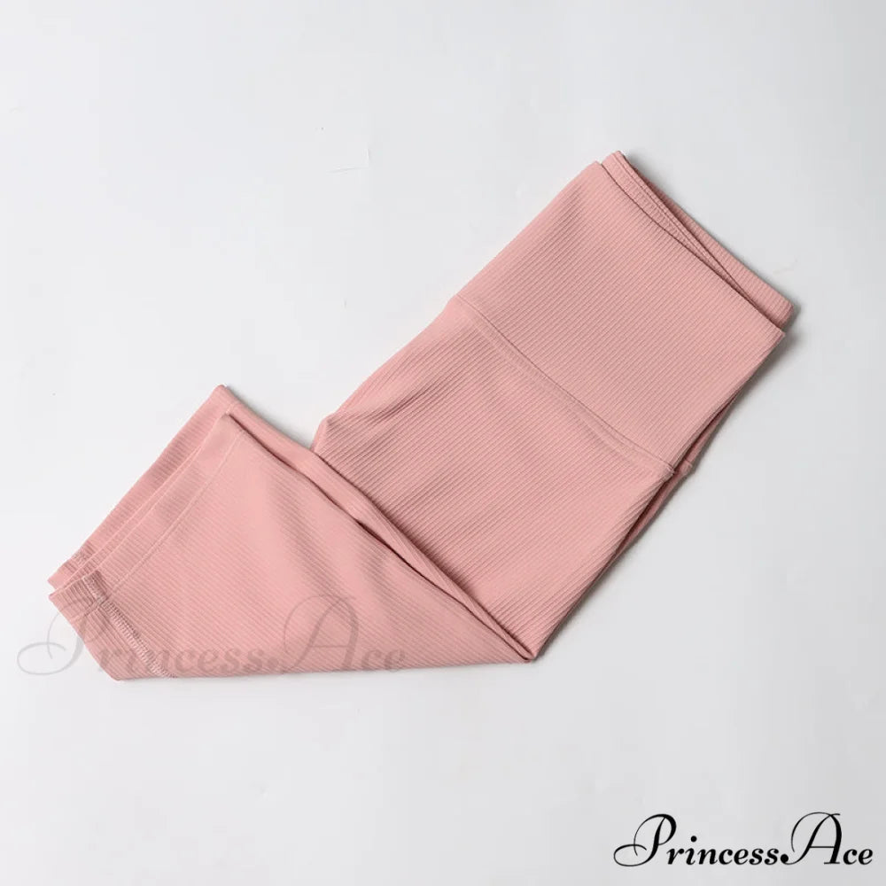 Ribbed Yoga Pants Seamless Sports Leggings Peach orange-Shorts / S