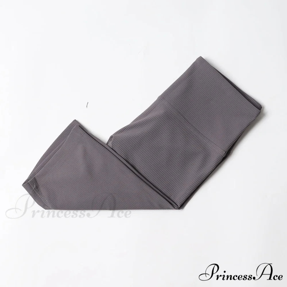 Ribbed Yoga Pants Seamless Sports Leggings Titanium gray-Shorts / S