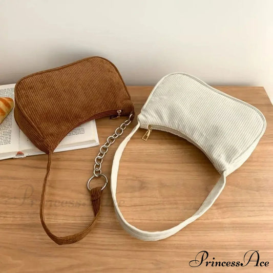 Ribbed Zipper Armpit Shoulder Purse shoulder-250126