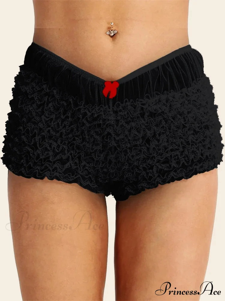 Ribbon Gathered Bodycon Brief black / S short-250223