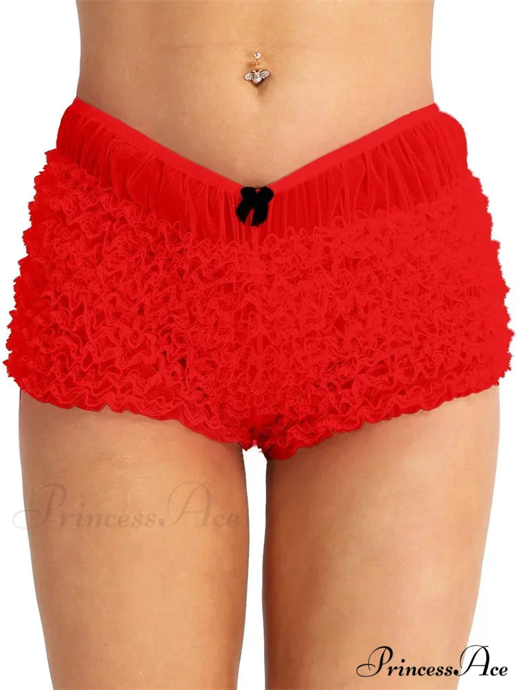 Ribbon Gathered Bodycon Brief red / S short-250223