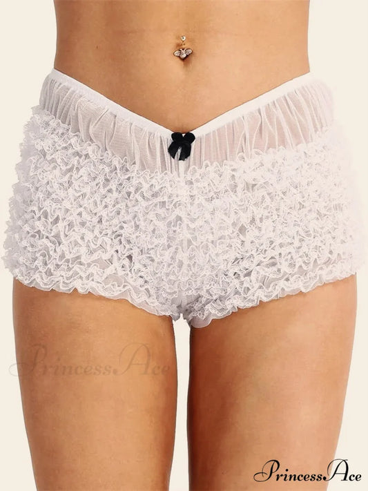 Ribbon Gathered Bodycon Brief white / S short-250223