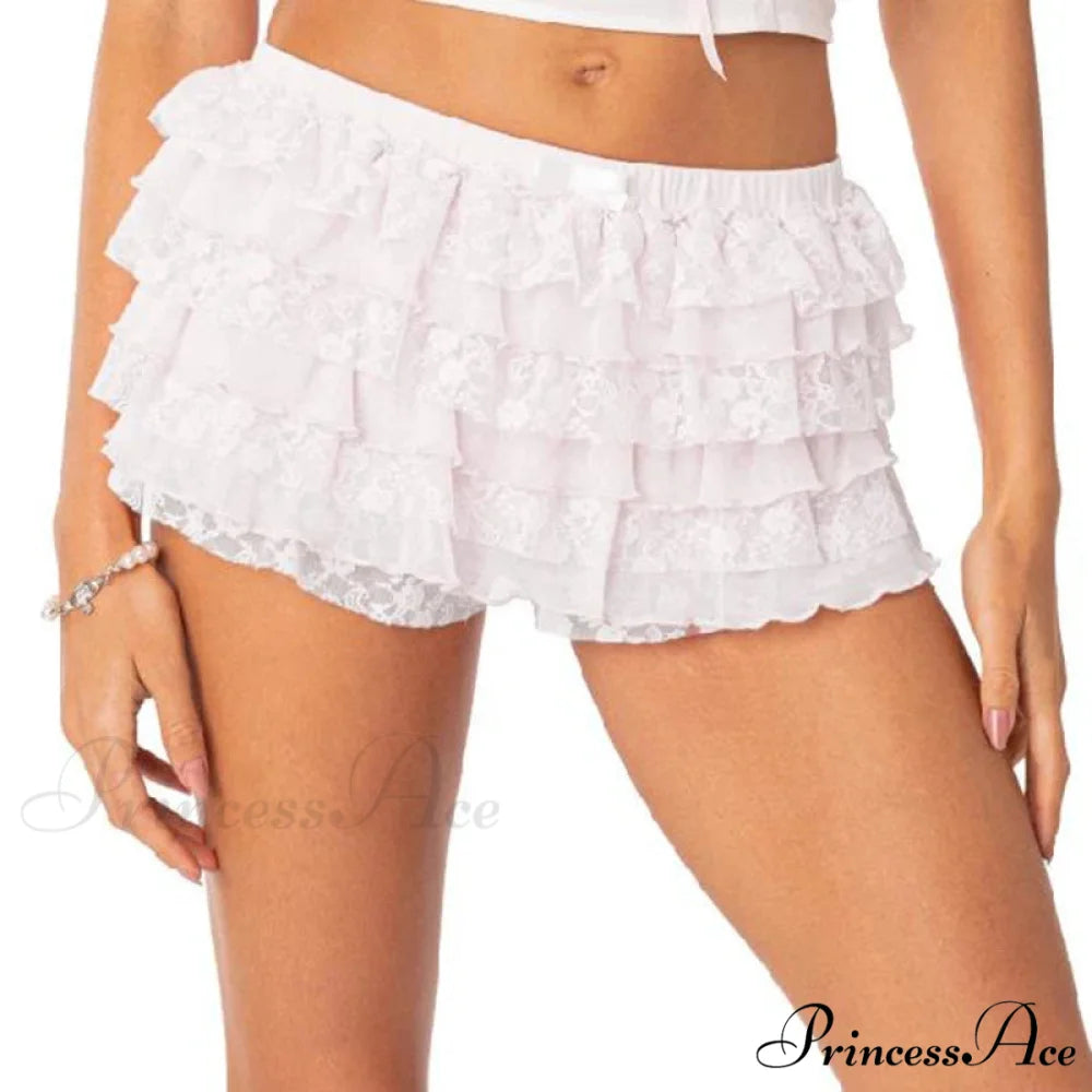 Ribbon Lace Trim Japanese Street Style Brief blue2 / S short-250223