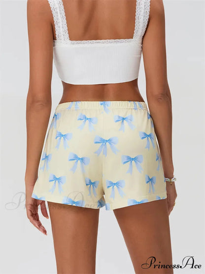 Ribbon Pattern Stretchy Sleep Short short-250223