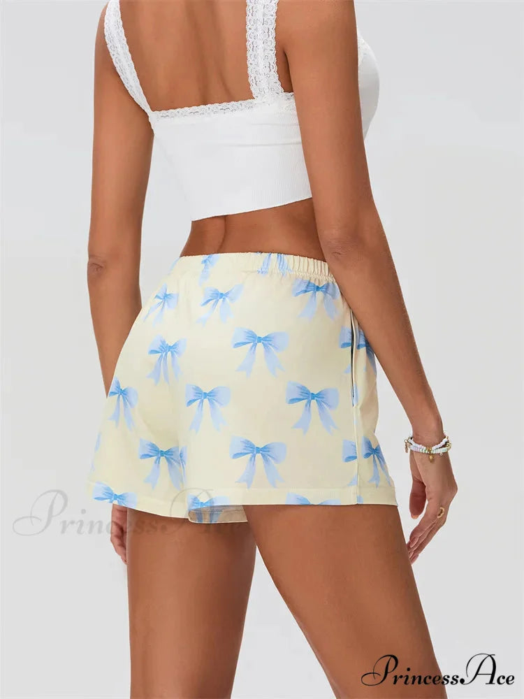 Ribbon Pattern Stretchy Sleep Short short-250223