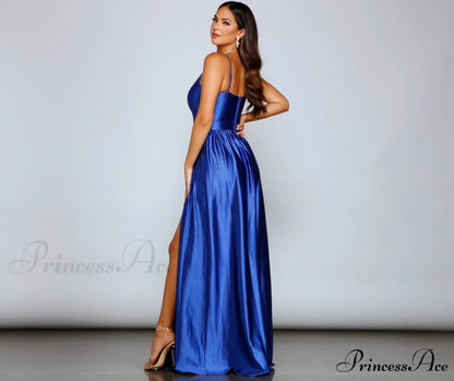 Riley Glitter Satin Charming A-Line Formal Dress