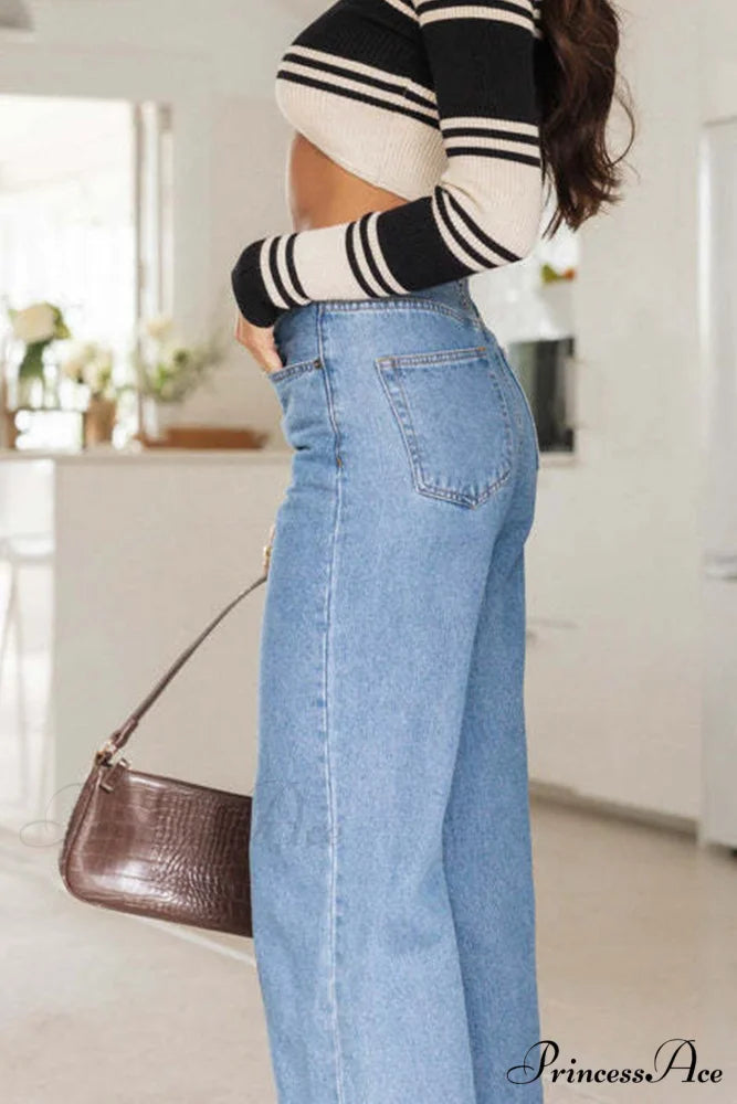 Rise High Wide-leg Jeans Blue / XL