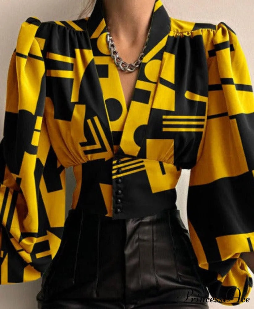 RITA BUTTON SHIRT Yellow / S