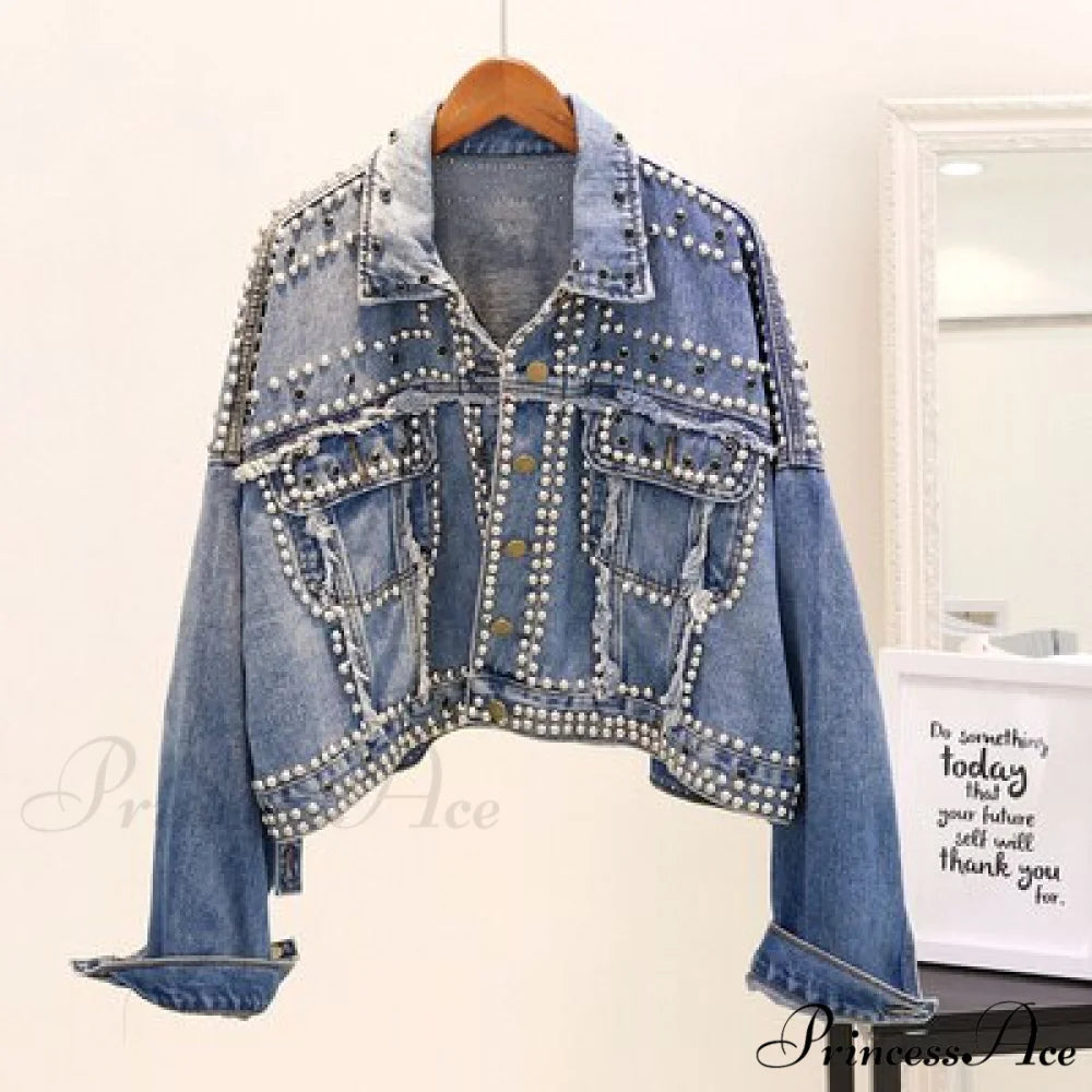 Rivet Studded Denim Jacket Blue / M