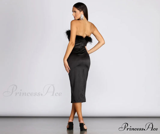 Robin Formal Stylish Satin Midi Dress