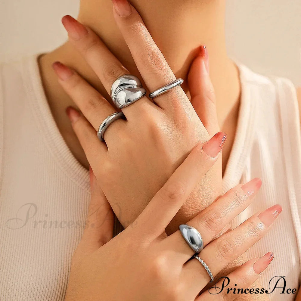 Rock Gold Polished Hammered Chunky Ring