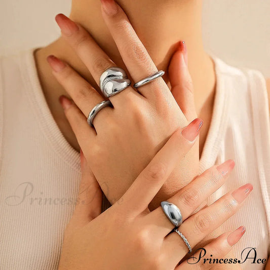 Rock Gold Polished Hammered Chunky Ring