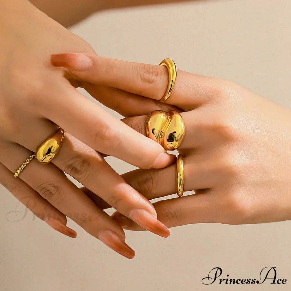 Rock Gold Polished Hammered Chunky Ring