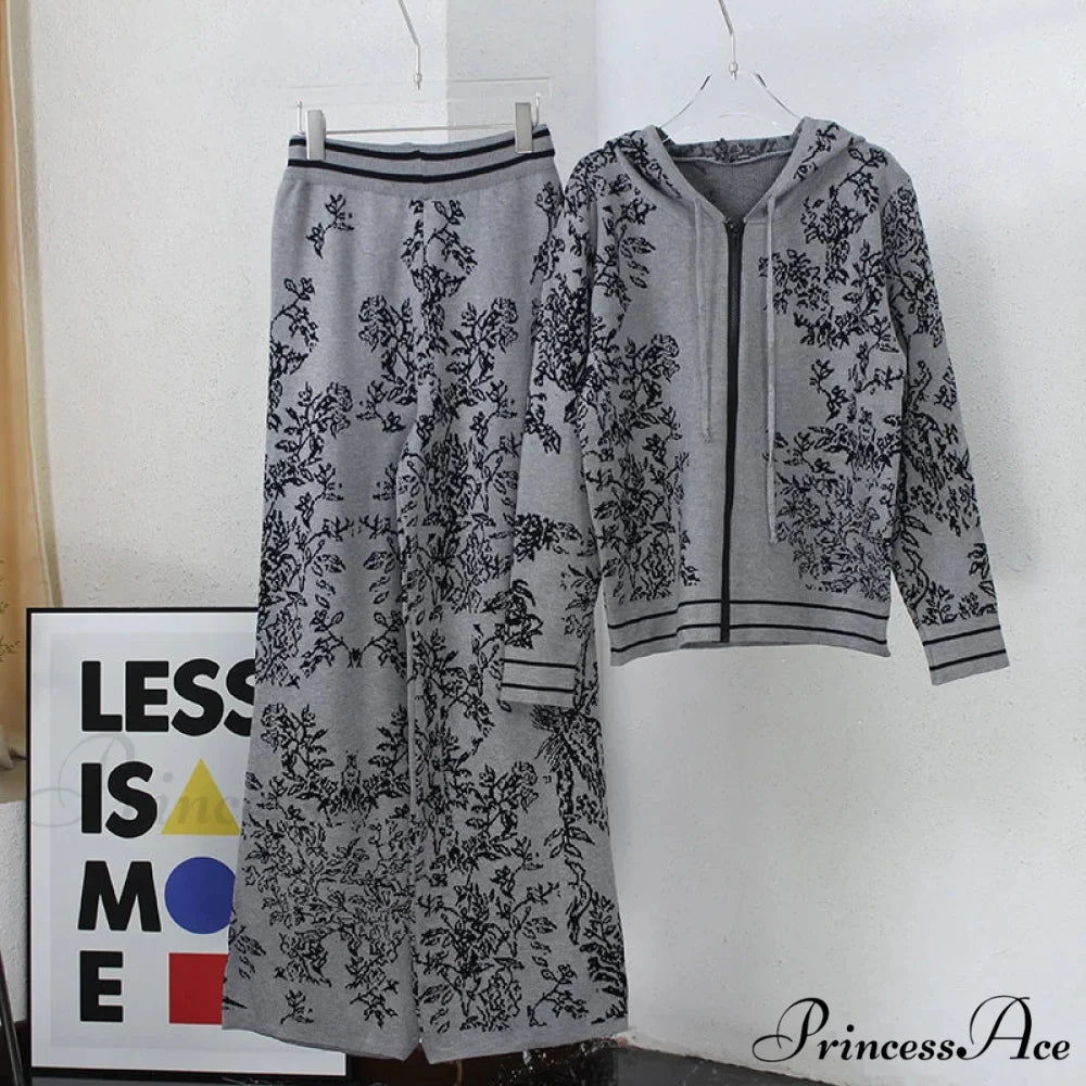 ROMANA KNITTED Stylish TWO PIECE SET Grey / One Size