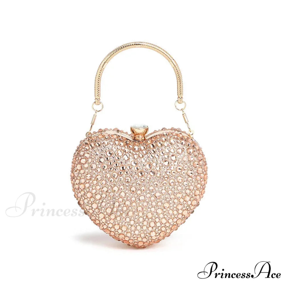 Romantic Shape Crystal Rhinestone Evening Clutch Purse Champagne clutchbag-250126