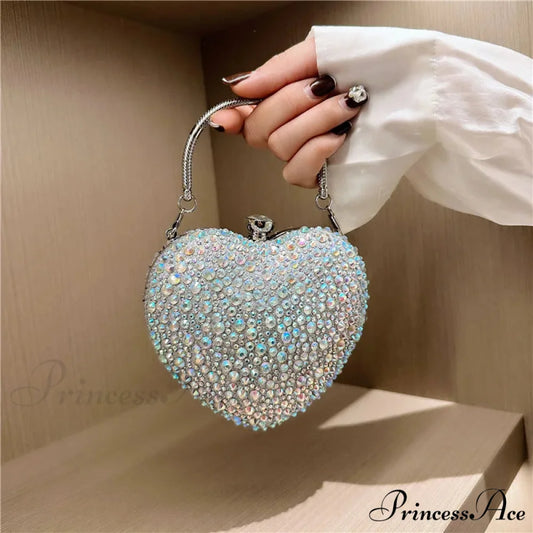 Romantic Shape Crystal Rhinestone Evening Clutch Purse Pink clutchbag-250126