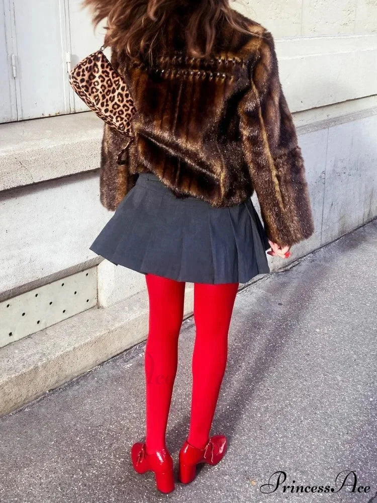 ROSALIN Elegant TIGHTS Red / One Size