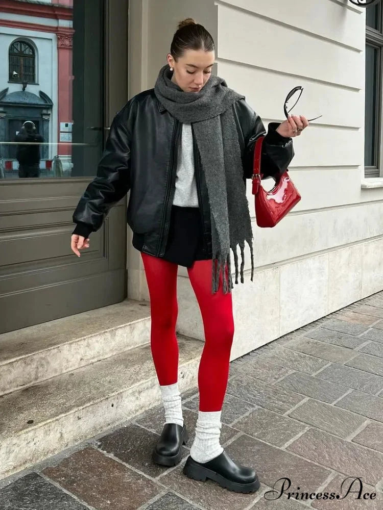 ROSALIN Elegant TIGHTS Red / One Size