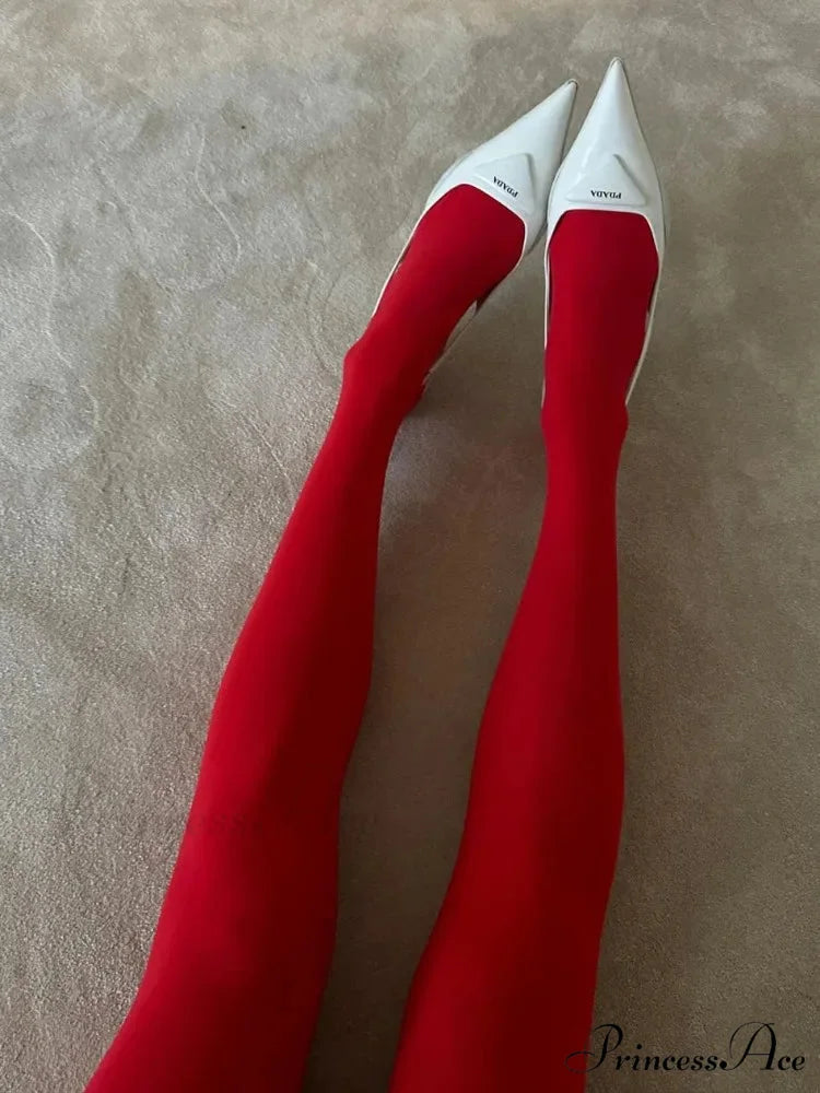 ROSALIN Elegant TIGHTS Red / One Size