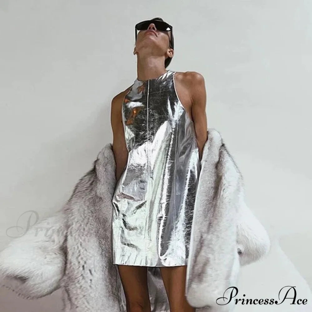 ROSAULIN Elegant MINI DRESS Sliver / S