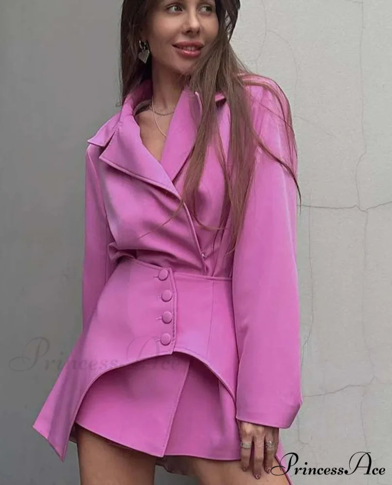Rose Diminish Collar Small Business Duo Piece Set officetwopieceset-250223