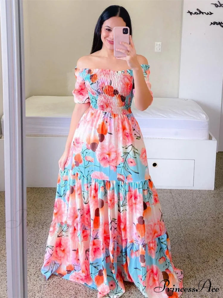 Rose Flower Maxi Beach Dress