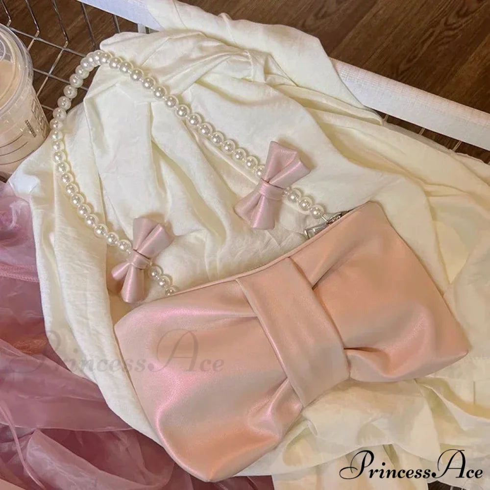 Rose Ribbon Petite Square Crossbody Purse Pink-2 handbag-250126