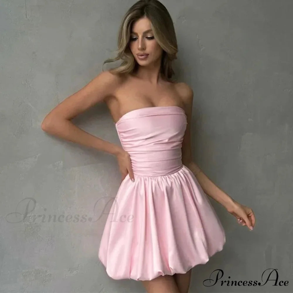 Rose Ruffled Single-Shoulder Short Dress Pink / S minidress-250223