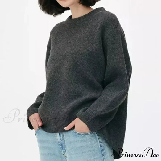 Rose Streetwear Circular-neck Sweater Black Grey / S swraters-241228