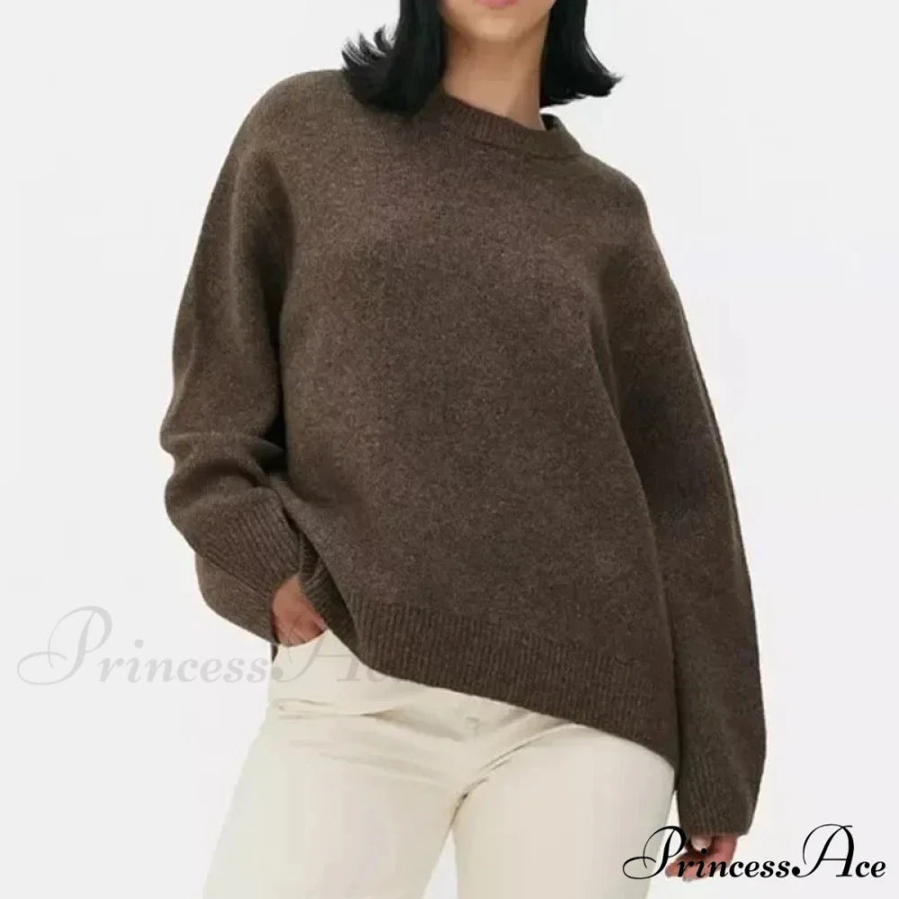 Rose Streetwear Circular-neck Sweater Brown / S swraters-241228