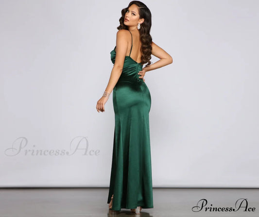 Rosie High-Slit Stylish Satin Mermaid Dress