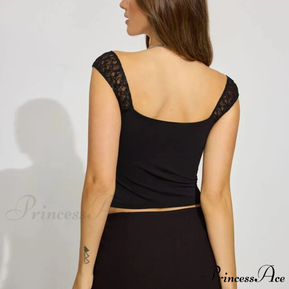 Rotate Front Lace Blossom Crop Top croptop-250223