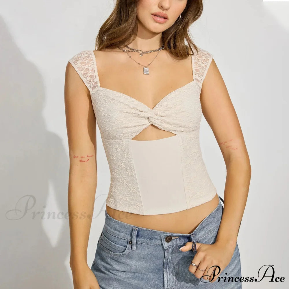 Rotate Front Lace Blossom Crop Top white / S croptop-250223