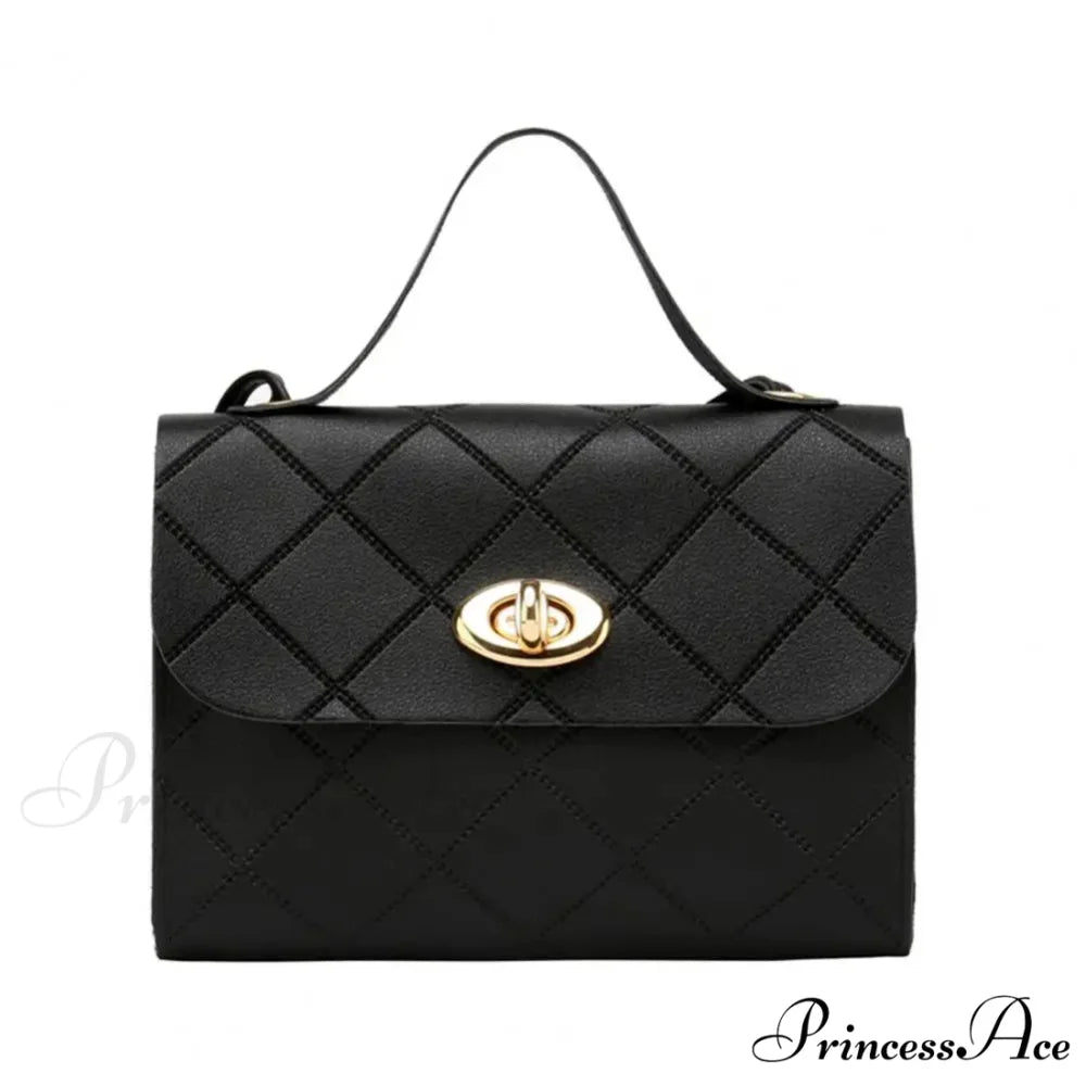 Rough Long Strap Imitation Leather Crossbody Wallet Handbag Black handbag-250126