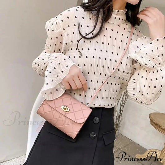 Rough Long Strap Imitation Leather Crossbody Wallet Handbag Pink handbag-250126