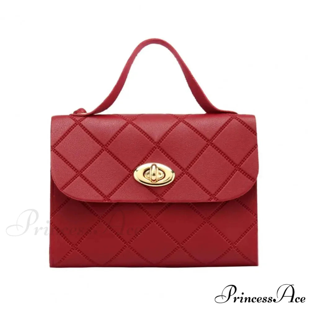 Rough Long Strap Imitation Leather Crossbody Wallet Handbag Red handbag-250126