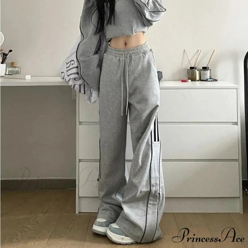Rough Striped Sweatpants Harajuku Trousers Gray / M pants-241228