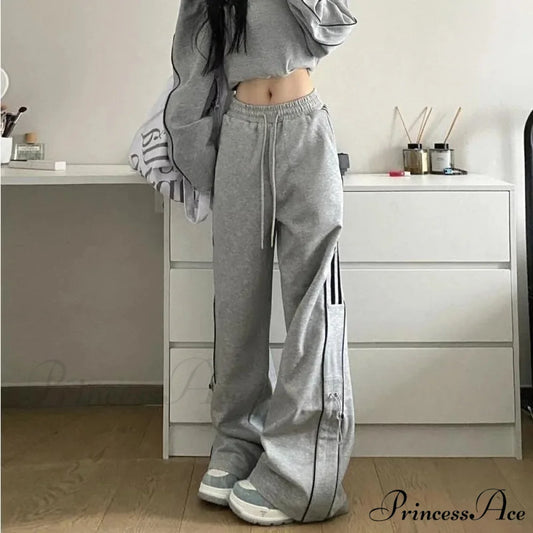 Rough Striped Sweatpants Harajuku Trousers Gray / M pants-241228