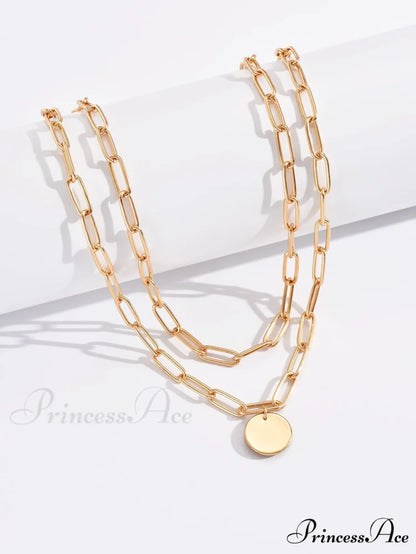 Round Charm Layered Necklace
