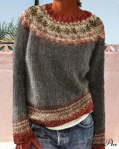 Round Colorblocked with Neck Sweater Design