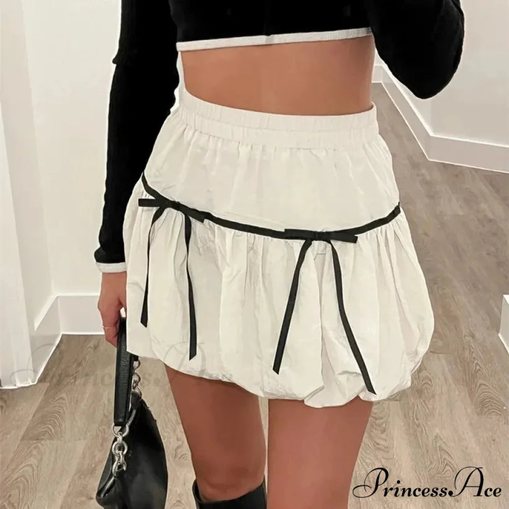 Round High Waist Balloon Skirt WHITE / S skirts-250223