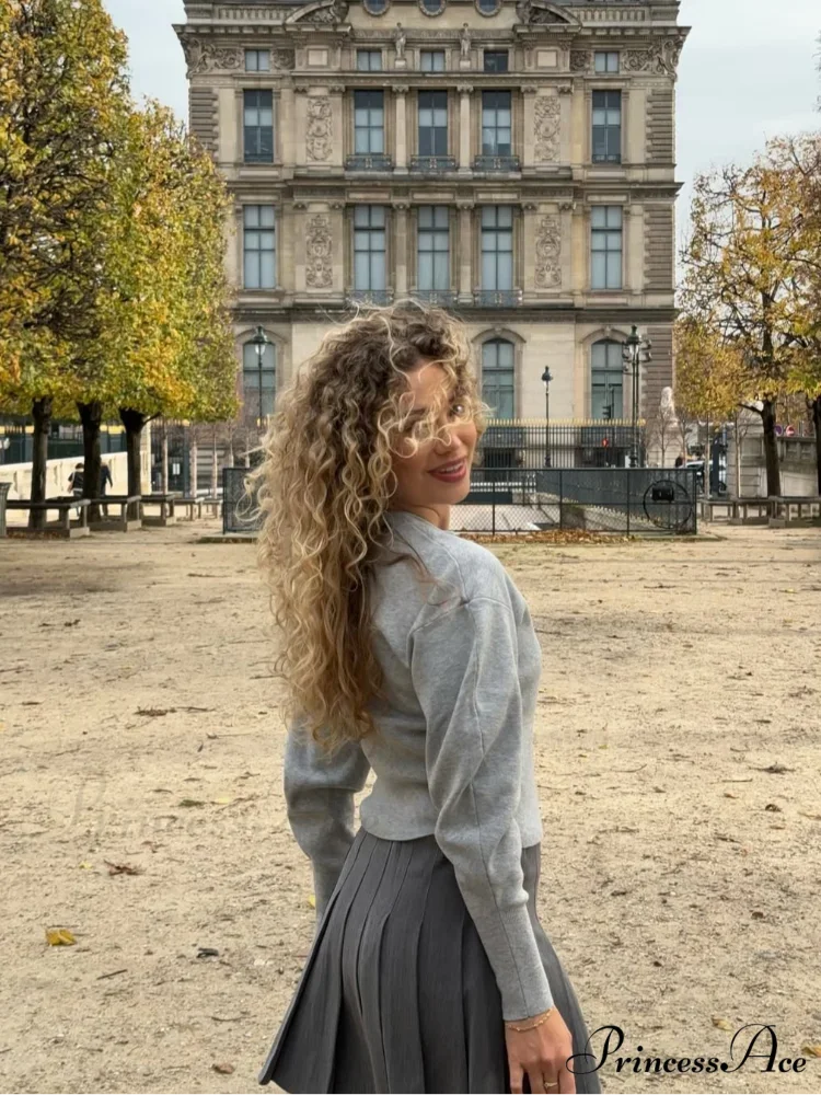 Round-neck Baggy Button-up Cardigan cardigans-241228