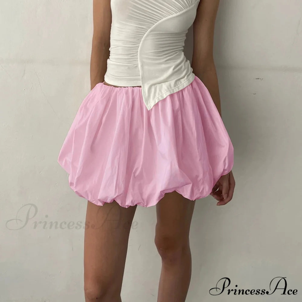 Round Puffball Stretchy Skirt Pink / S skirts-250223