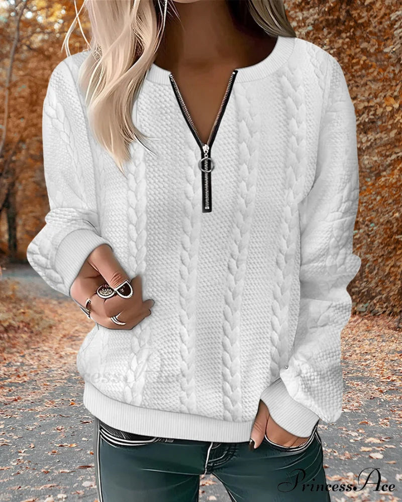 round Zipper sweatshirt with neck