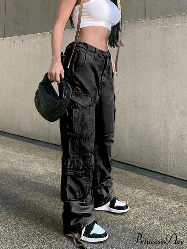 Ruched Big Pockets Cargo Jeans