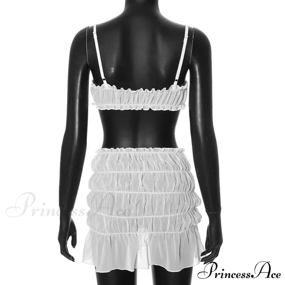 Ruched Bralette And Charming Mini Skirt Set